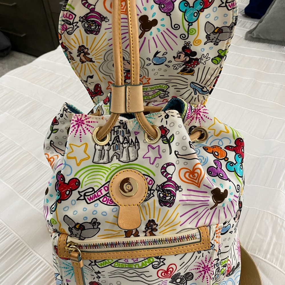 Dooney & Bourke White Multicolor Disney Character Print Backpack - Picture 7 of 16